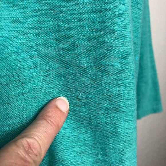 Cut loose blue green cotton linen blend knit tunic top size Small - Picture 9 of 16